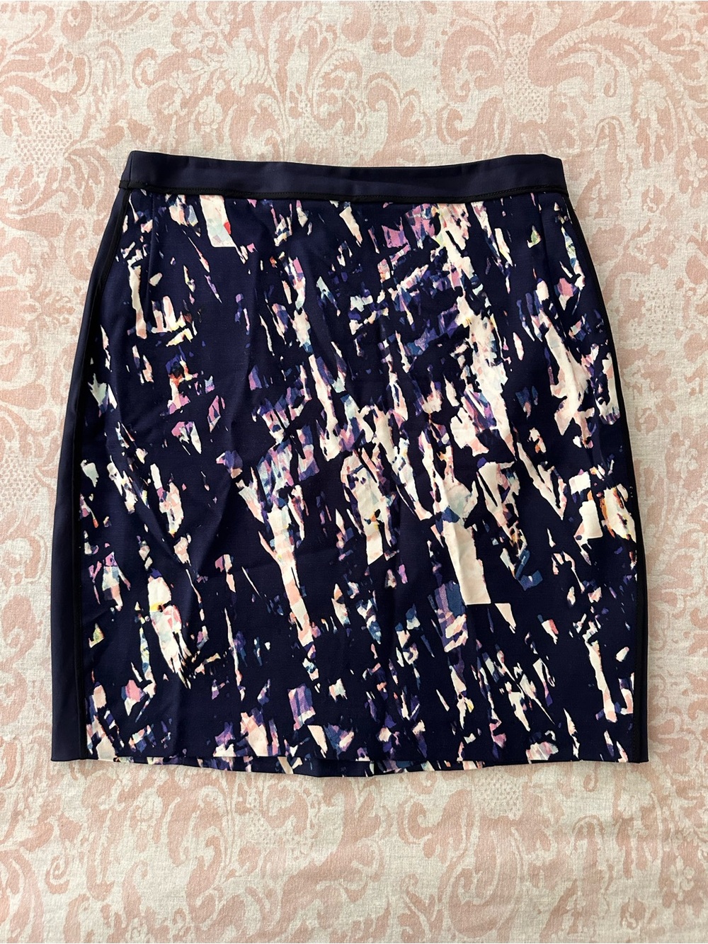 Club Monaco Navy Abstract Brushstroke Mini Skirt